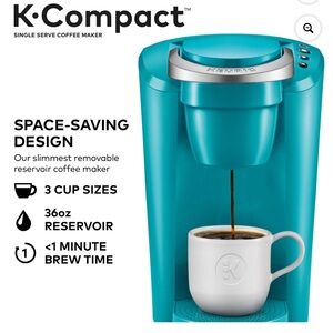 Keurig K-Compact Single-Serve K-Cup Pod Coffee Maker, Turquoise